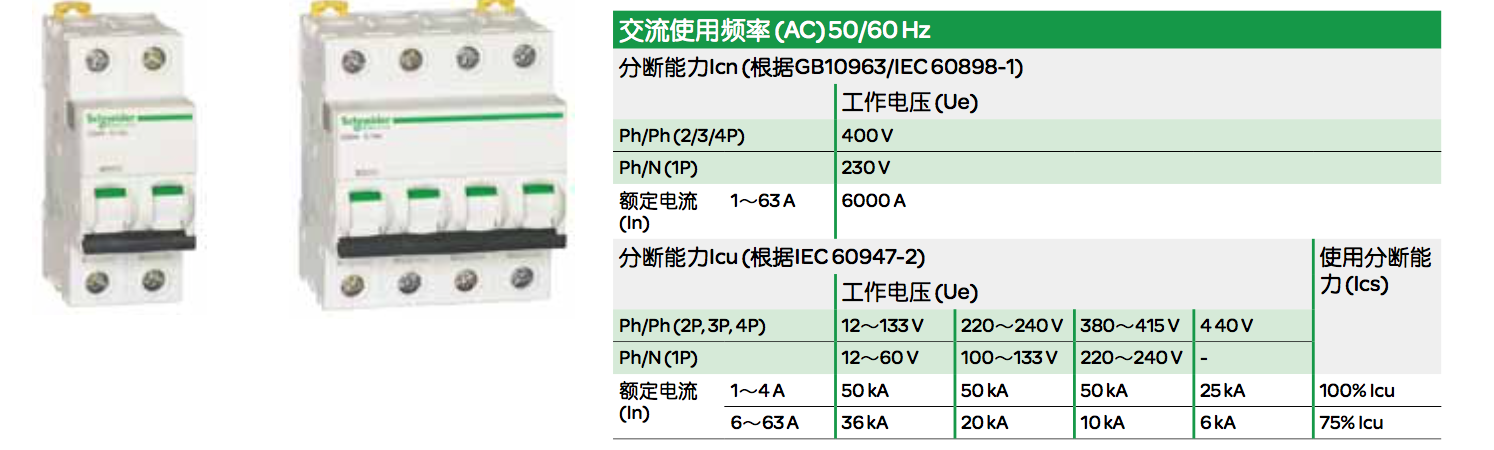 施耐德IC65N,EA9系列断路器的脱扣曲线有哪几种?