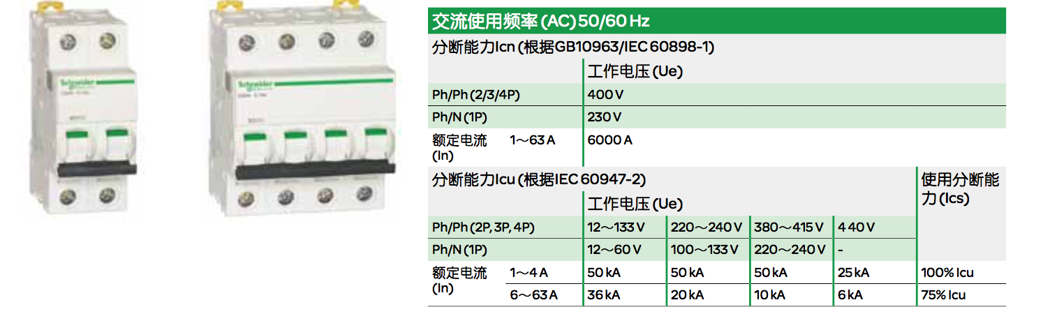 施耐德IC65N,EA9系列断路器的脱扣曲线有哪几种？